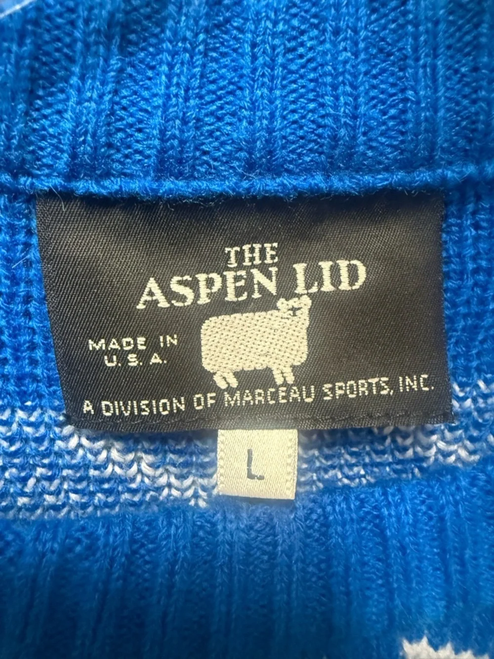 Vintage Aspen Ltd Sweater Blue Fair Isle Ski USA Wool Blend Size L